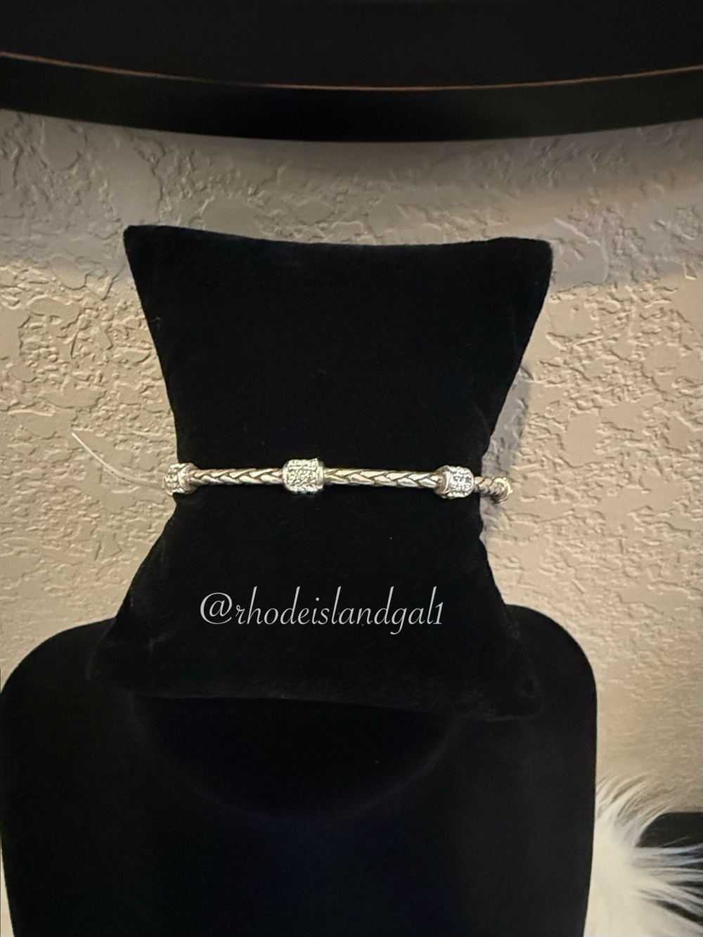 🤩🆕 Brighton Meridian Silver Braided Bracelet with paved Bead Charms NWT